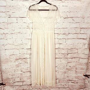 Romantic Design Studio Ivory Lace Sheer Robe Peignoir Small Medium Cottagecore